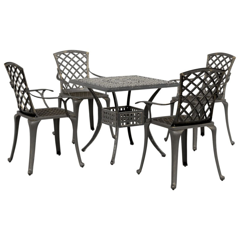 5 Piece Garden Dining Set Cast Aluminium, Bronze