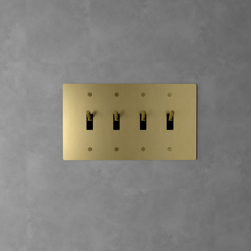 Ozarke Modern Brass Toggle Switch, Brass, 4 Gang 2 Way