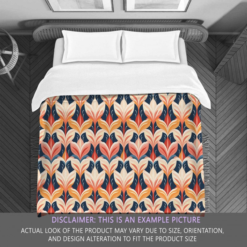 Polyester Comforter, Beige/Blue Geometric, Queen Comforter