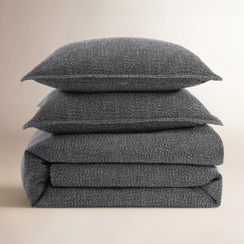 Ensemble d'édredon Tweed, Édredon pour grand lit + 2 taies décoratives, Noir, noir, noir, noir