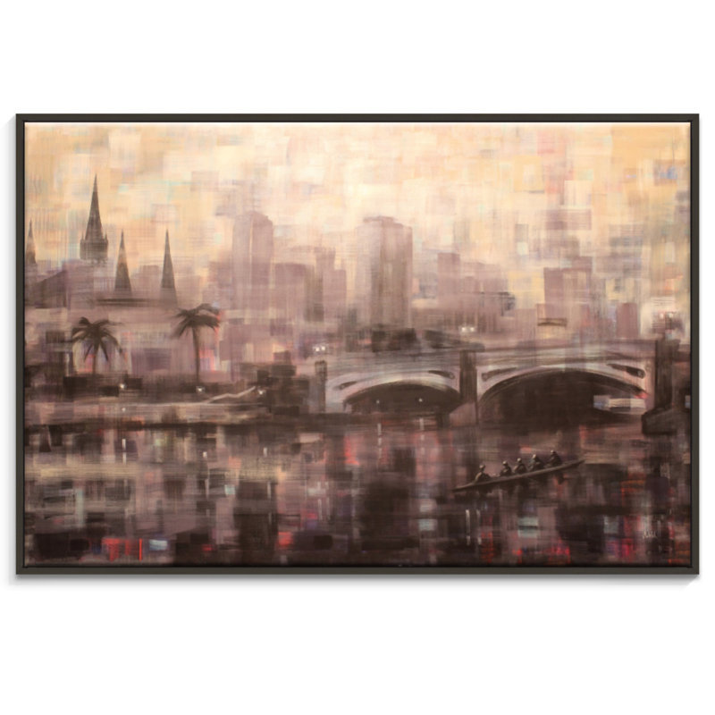 Dusk On The Yarra by Jennifer Webb - Wrapped Canvas Print, 51 cm H x 76 cm W, Black