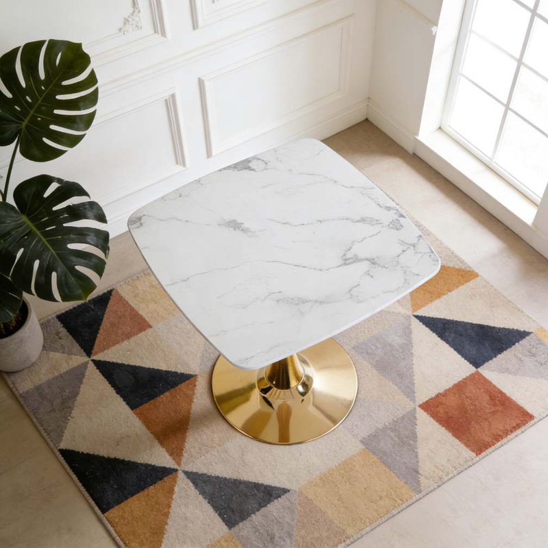 Table de salle à manger 31,5 "SquareTulip, H 28,93 po x L 31,5 po x l 31,5 po, Blanc