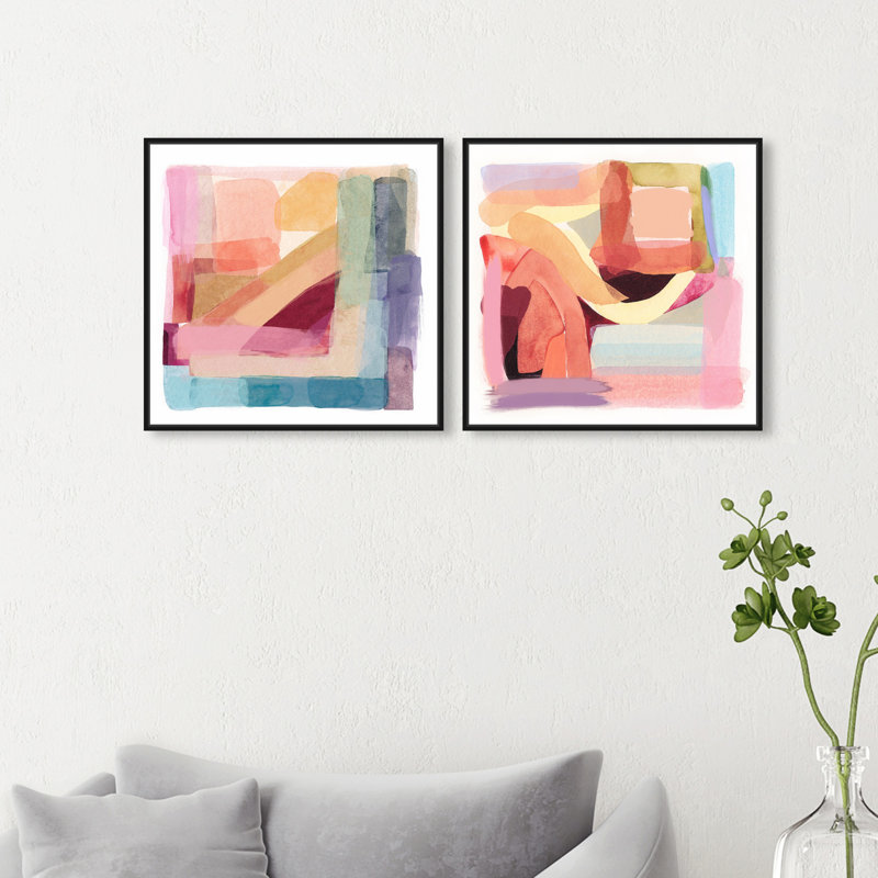 «Abstract Tone», ensemble de 2 impressions, Toile avec cadre noir, H 24 po x l 24 po