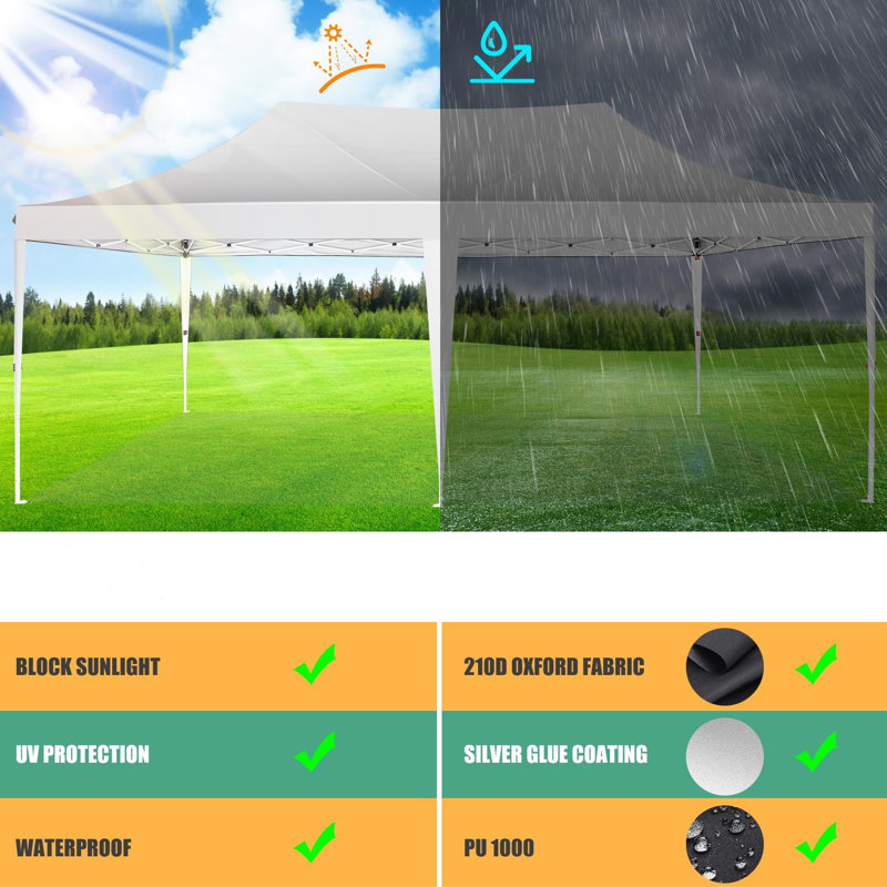 White Heavy Duty 10x20 ft Pop-Up Canopy Tent with Mesh Windows