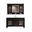 Meuble-lavabo sur pied 43,31 po en chêne massif noir avec armoire à miroir-1921413708