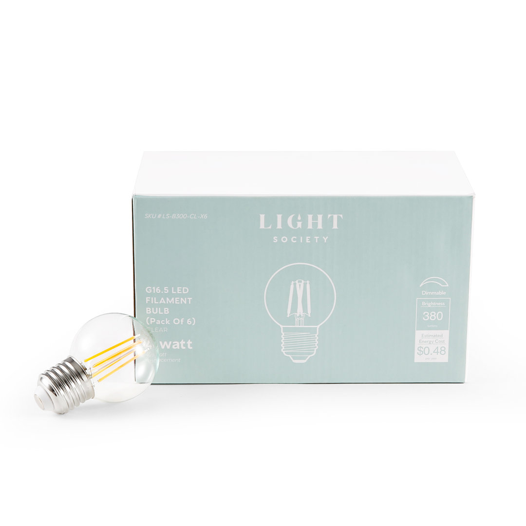 40 Watt Equivalent G16.5 E26/Medium (Standard) Dimmable 2700K LED Bulb (Set of 6) Light Society