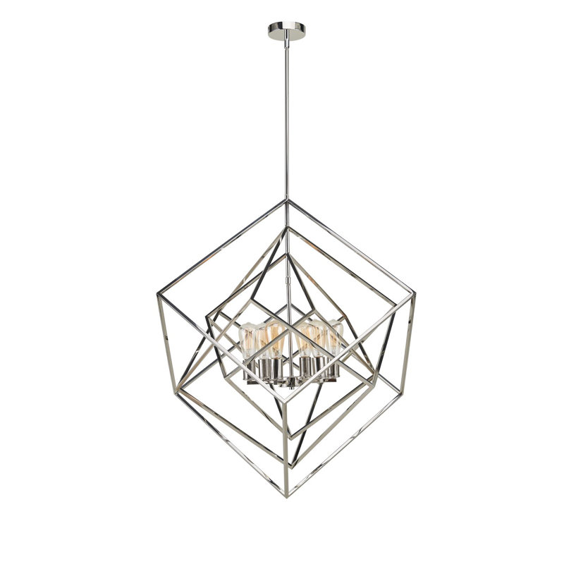 Lustre géométrique à 6 lumières, Nickel poli