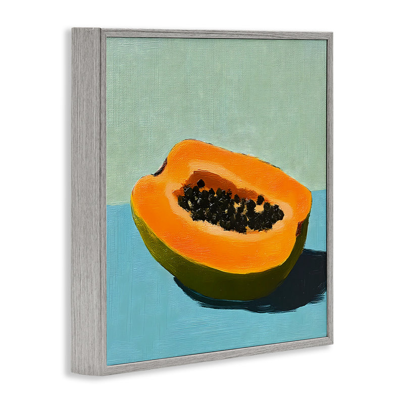 «Blue Papaya Still Life», giclée encadrée, design par Walker Noble, H 24 po x l 24 po, Estampe numérique Farmhouse