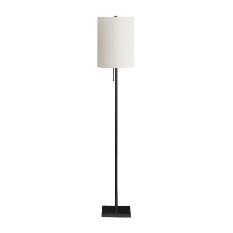 Lampe sur pied Tila, structure tubulaire en métal, 62 po, abat-jour ivoire, Noir, noir, noir, noir