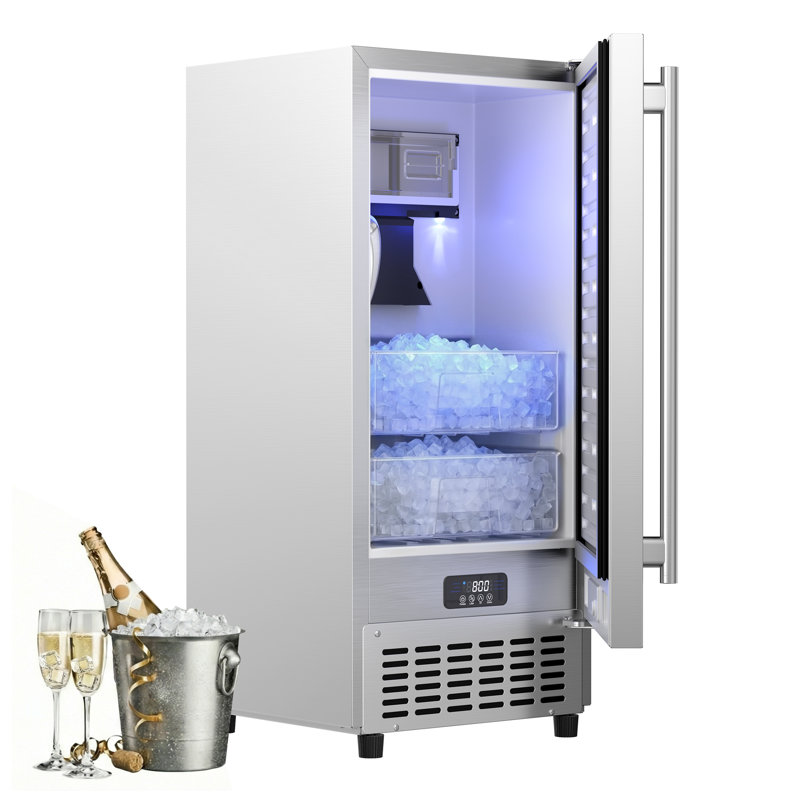 130lbs/24h Nugget Ice Maker Machine Commercial, Ready In 6 Minutes, Under Counter Outdoor Ice Machine