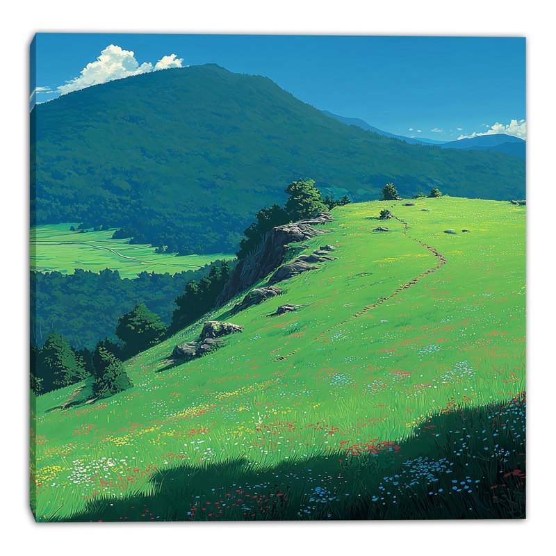 «Emerald Meadow Landscape», art mural sur toile tendue, L 30 po x H 30 po x P 1,5 po