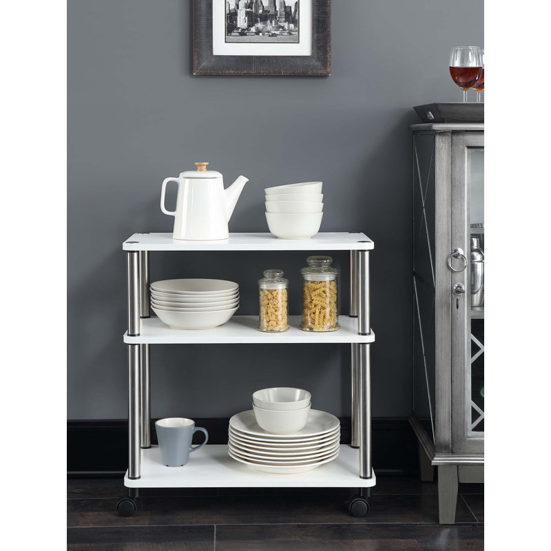 Edwin Utility Cart with Stainless Steel Poles, White