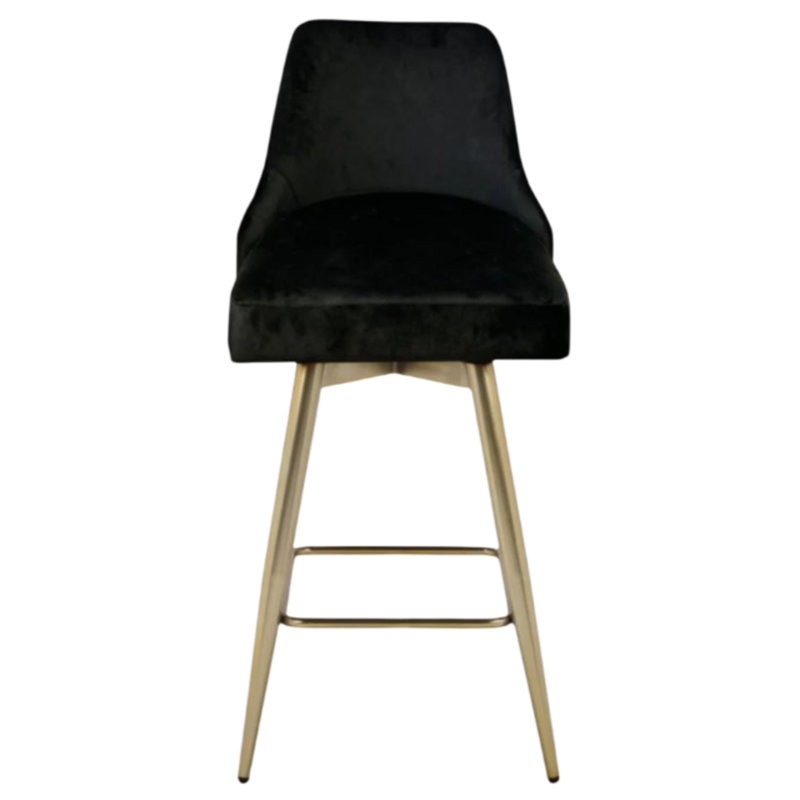 Tabouret de comptoir rembourré Kols, Noir