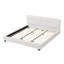 Très grande base de lit très grand, lit plateforme tapissier avec tête de lit capitonnée incurvée, coins carrés doux, beige