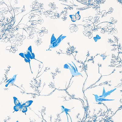 Tissu oiseaux et papillons