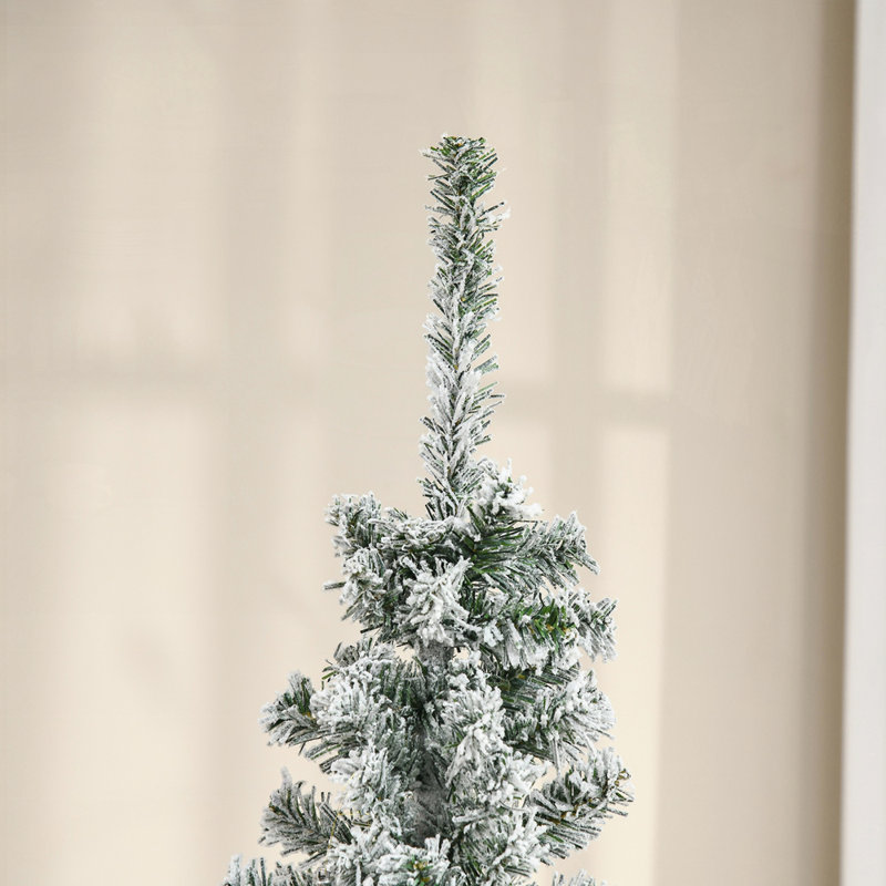 Arbre de Noël artificiel mince enneigé 6 pi de hauteur avec branches réalistes et 492 pointes pour un look d'hiver naturel