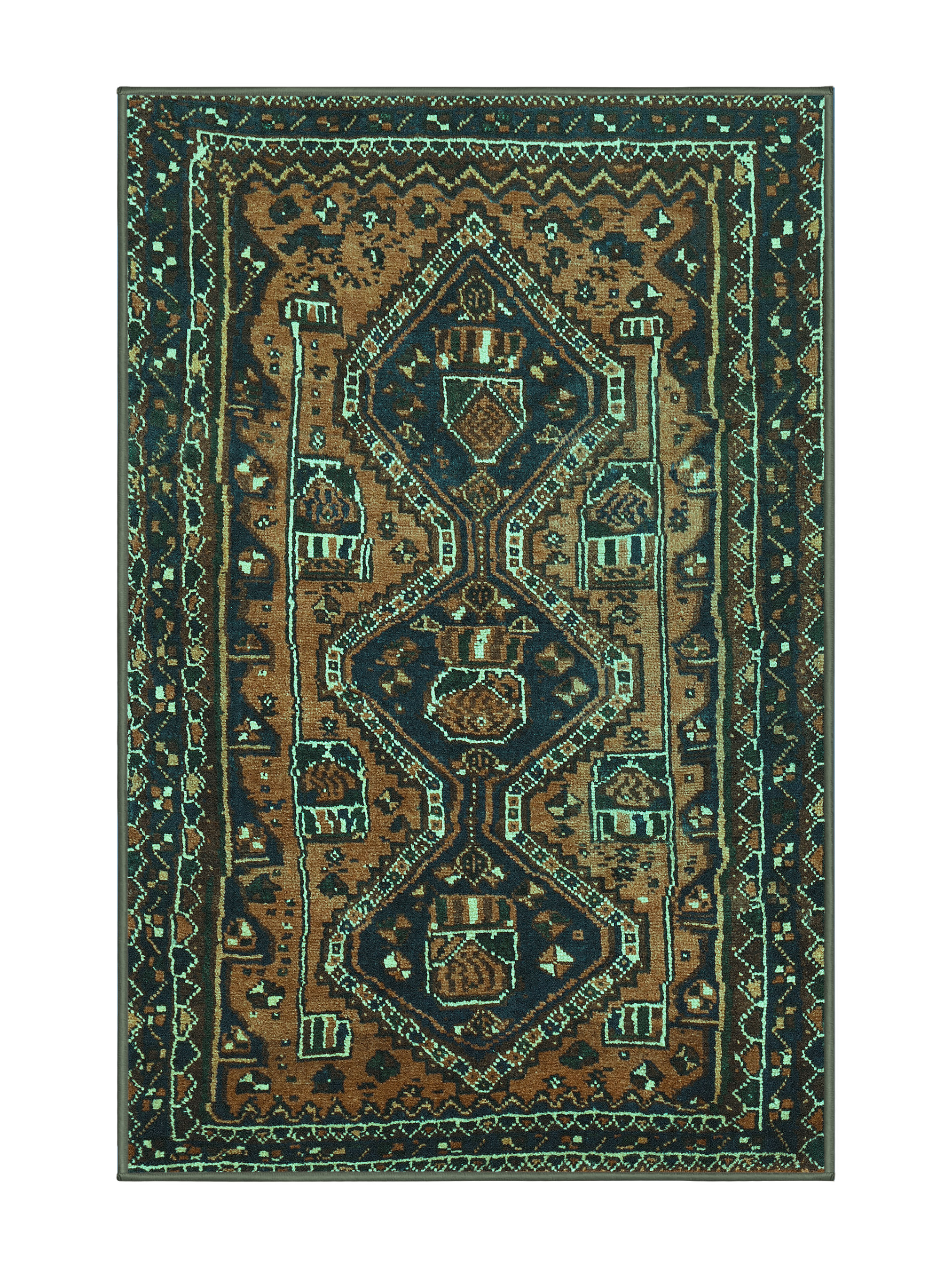 Green Roses Rug Bungalow Rose Green Rug | Wayfair