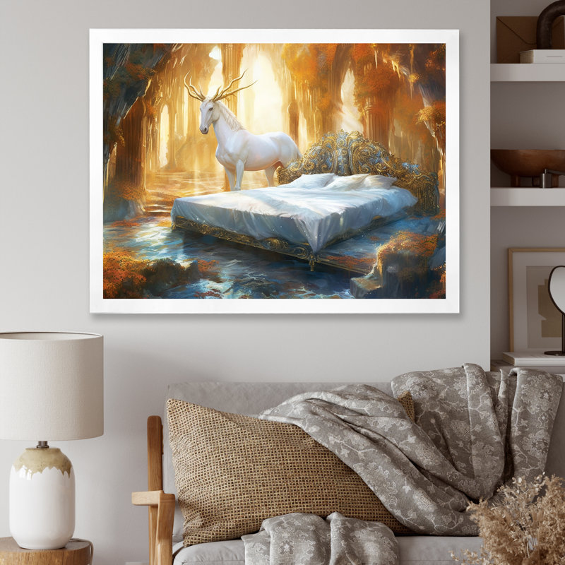 «Sleeping With The Unicorns I», reproduction sur toile, White Picture Framed, 24" H x 32" W