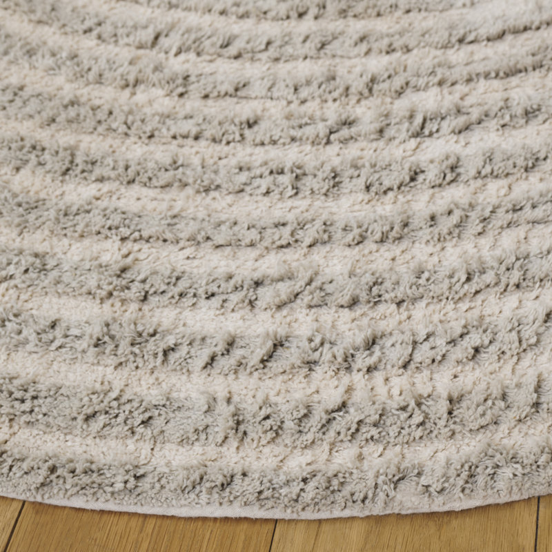 Easy Care 229 Hand Tufted Recycled Cotton Machine Washable Geometric Indoor Use Only Rug, Round 5'