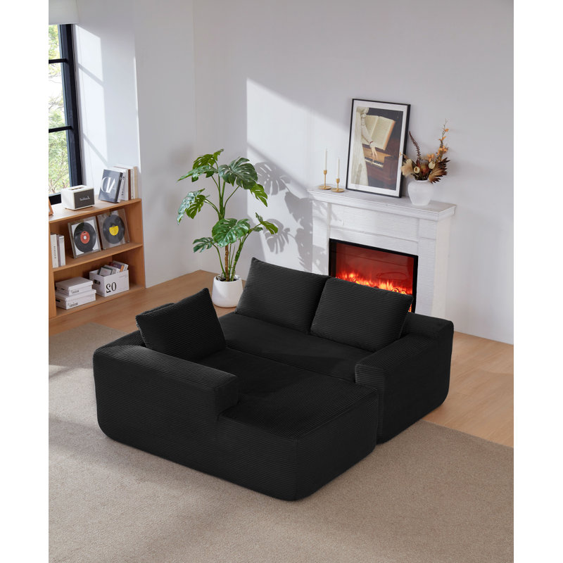 105"cloud Modular Sectional Sofa Couch With L-shape Chaise, Corduroy Upholstered Couches For Living Room, No Assembly Required