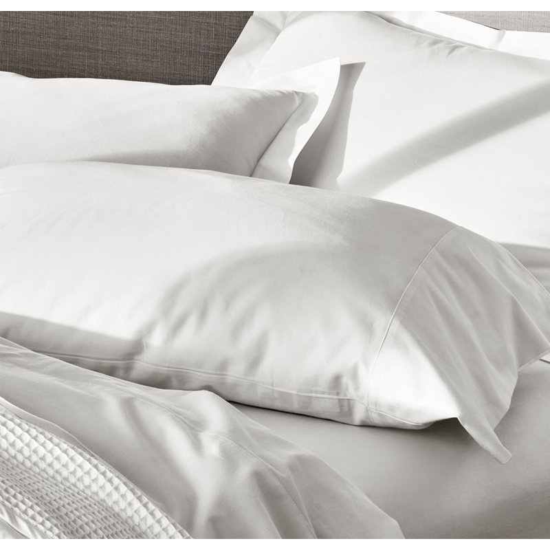 Percale Hemmed Sheet Set, White, California King Sheet Set with 2 King Pillowcases