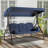Fassold Outdoor Patio Swing Chair for 3 People, with Removable Cushion and Convertible Canopy-855471041