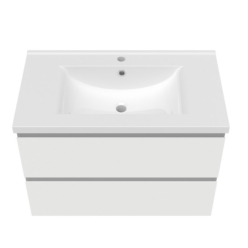 Nihya 790mm Single Bathroom Vanity with Drop In Resin Basin, White
