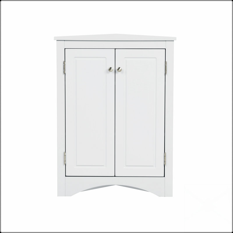 Armoire de rangement triangulaire avec tablettes réglables, pour l'organisation de la salle de bain et de la cuisine, Blanc