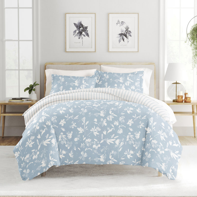 Soft Country Home Pattern Reversible Duvet Cover Set, Queen Comforter + 2 Pillow Shams