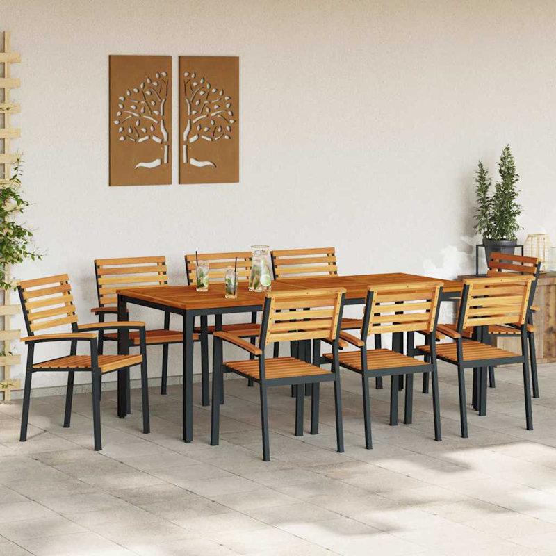 8 - Person Acacia Patio Dining Set with Rectangular Table