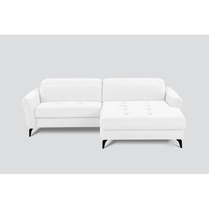 Morpeth Power Reclining Upholstered Corner Sofa in Chenille Fabric with Adjustable Headrests, Right Hand Facing, White