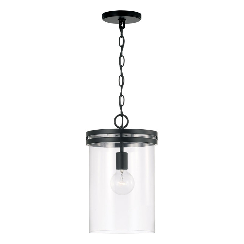 Luminaire suspendu cylindrique à 1 lumière , Noir