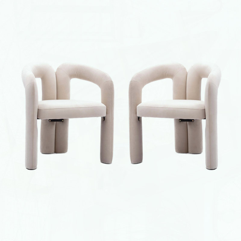 Chaises d'appoint tonneau en velours Contemporary - ensemble de 2, Beige