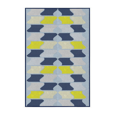 Tapis bleu/jaune à motifs