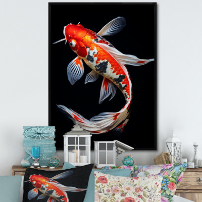 Chillon " Coral Kois Fish Vibrant Splendor II " Mixed Media Print