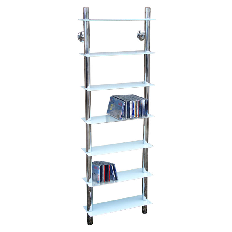 7 Piece Glass Accent Shelf, White