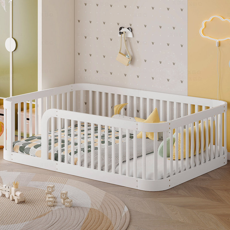 Plancher de lit double en bois avec clôture