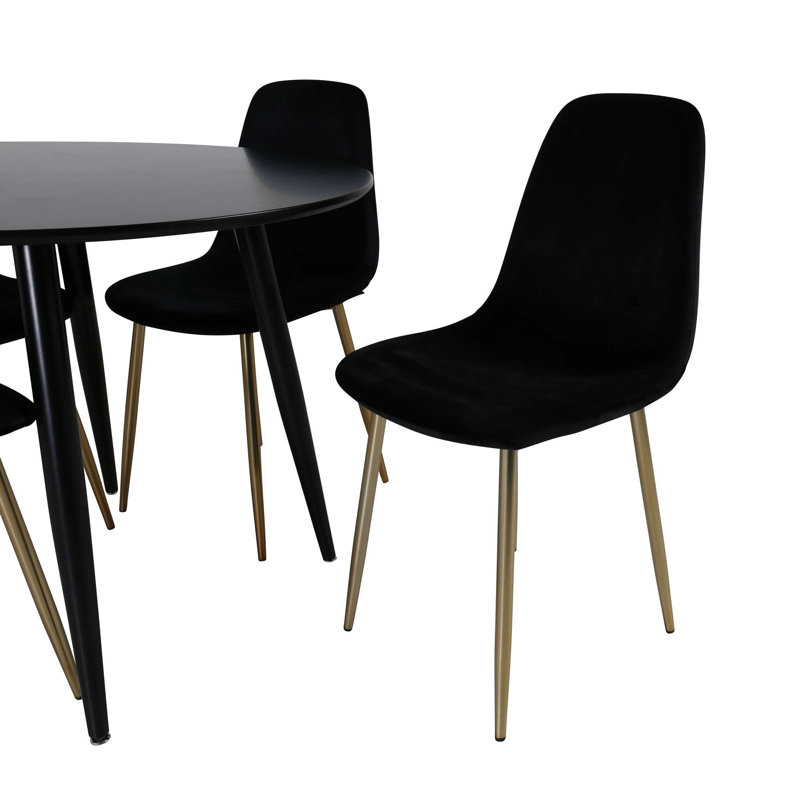 Duneany 4 - Person Dining Set, Black/Gold, 86" H x 44" W x 52" D