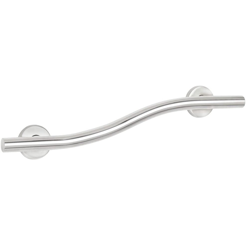 Lifestyle & Wellness Stainless Steel Wave Grab Bar, Polished Stainless, 5.35" H x 24" W