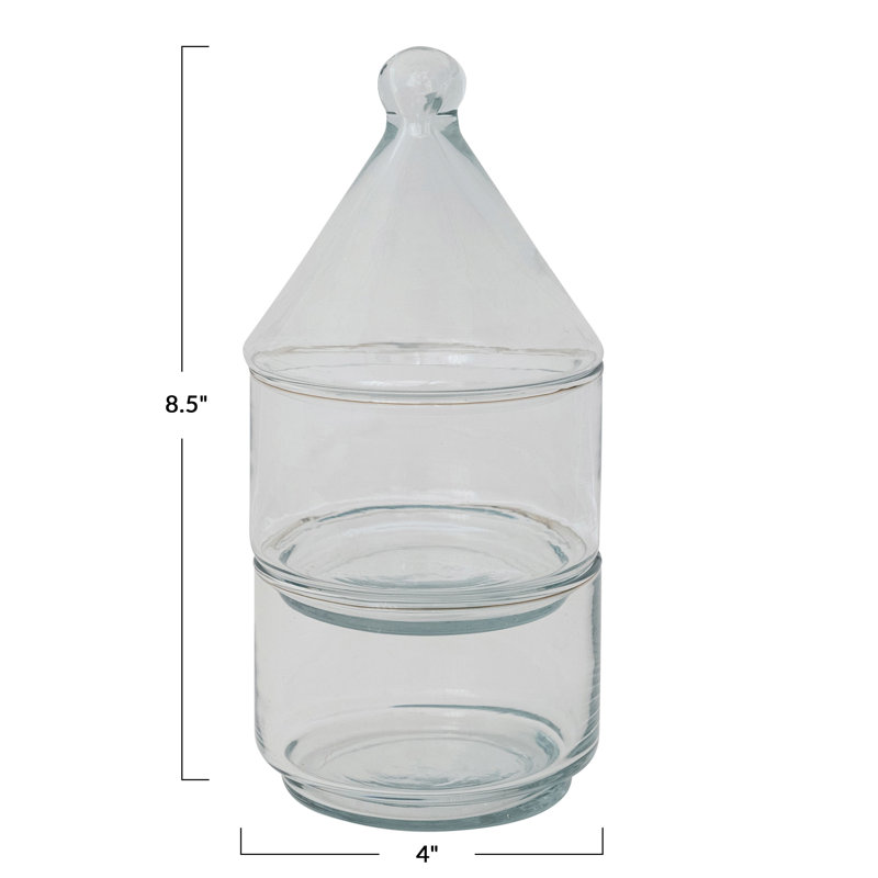 Hand-Blown Glass Stackable Jars With Lids