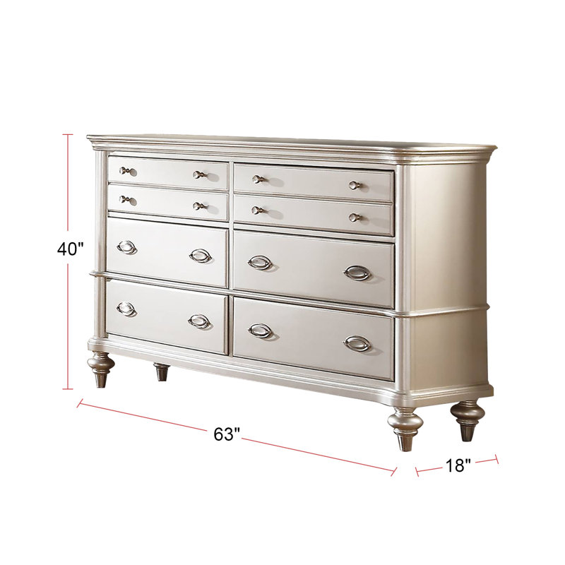 Commode à 6 tiroirs en argent antique