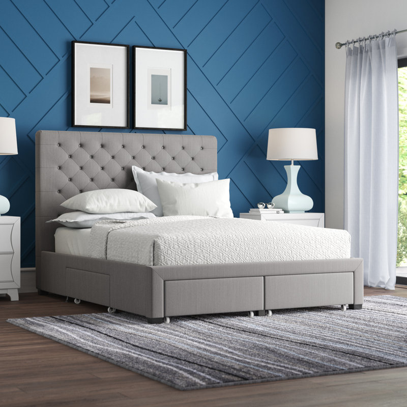 Rishi Upholstered Storage Bed, Kingsize (5'), Gray