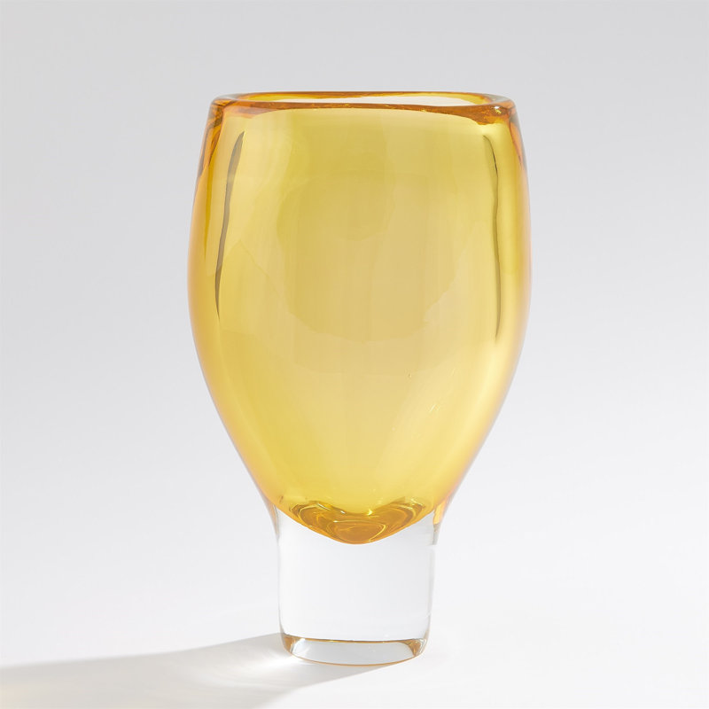 Vase-Amber-Lg, 15" H x 8.5" W x 5" D