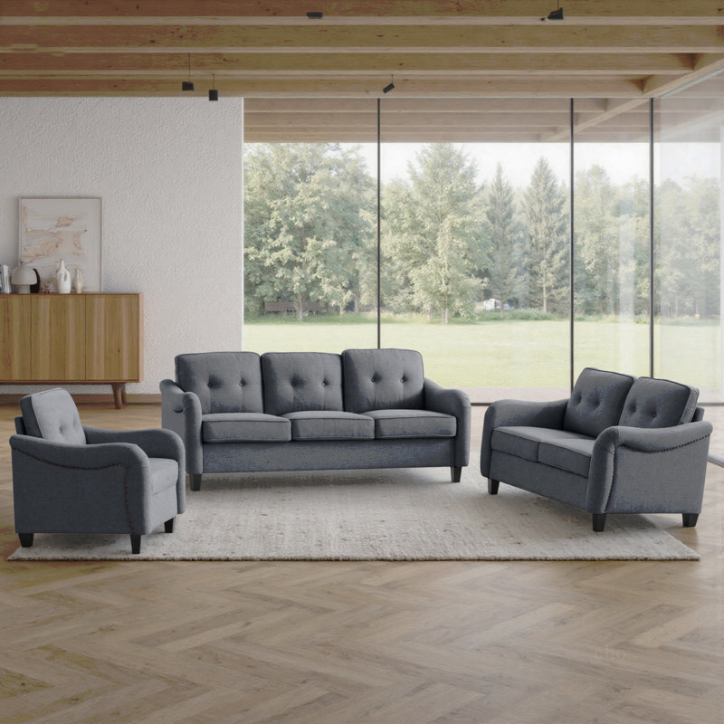 Ensemble de canapé de salon 3 pièces, canapé modulaire, causeuse et fauteuil, canapé 3 places moderne + canapé 2 places + fauteuil d'appoint