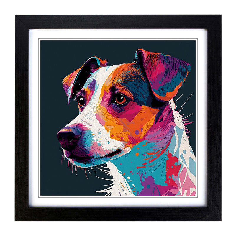 Jack Russell Fauvism - Framed Print, Black
