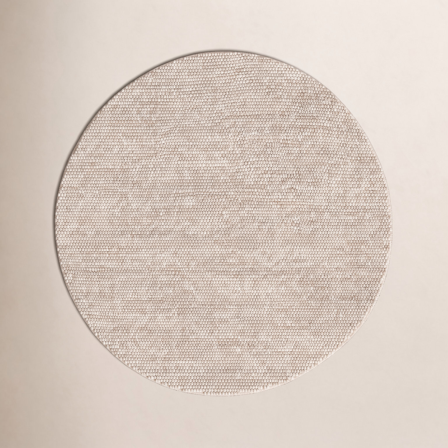 Elle Beige Hand-Woven Wool Rug, Round 11'