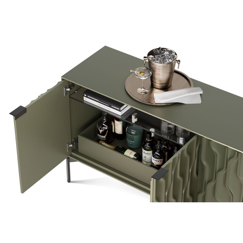 Mesa 79.5'' W Sideboard, Moss/Brushed Carbon