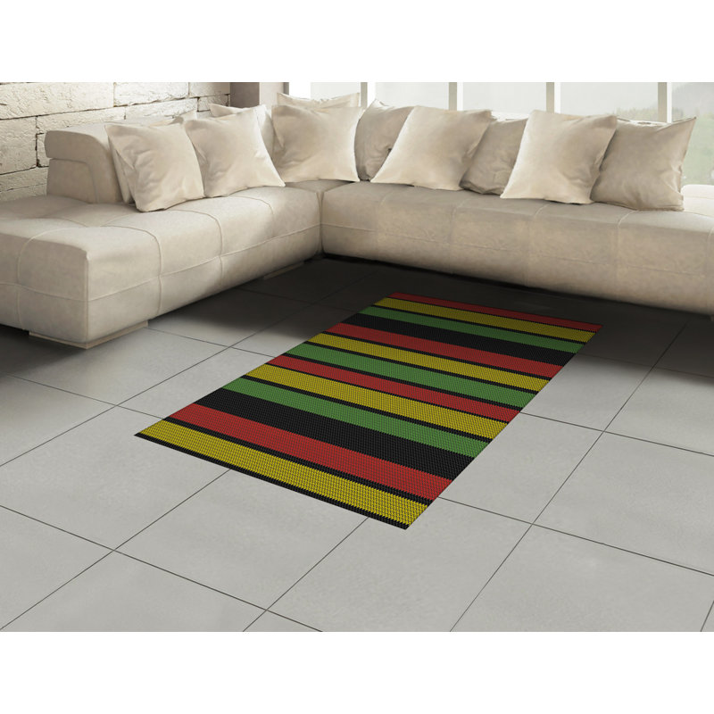 Jamaican High Density Long Fiber Poly Threads Decorative Area Rug Carpet, Rectangle 4' x 5'8"