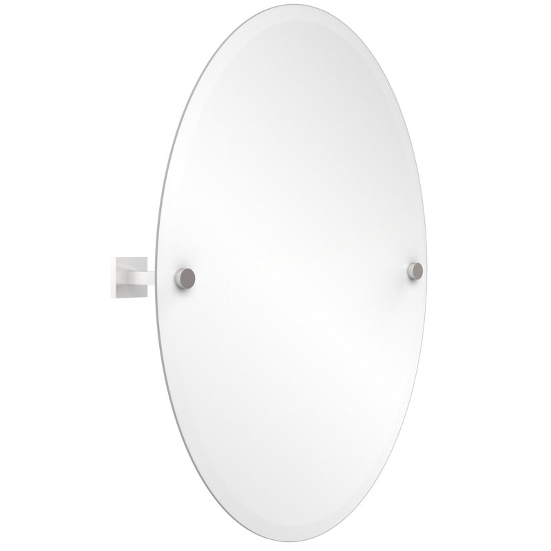 Haranu Wall Mirror with Shelves, Satin Chrome