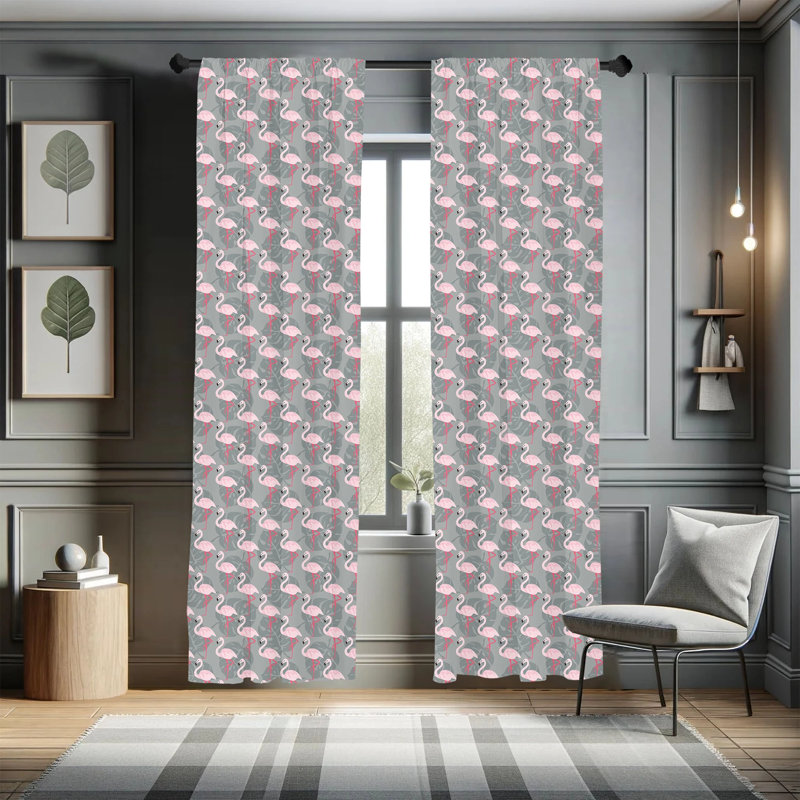 Flamingo Semi-Sheer Rod Pocket Sliding Panel, 28" x 95"
